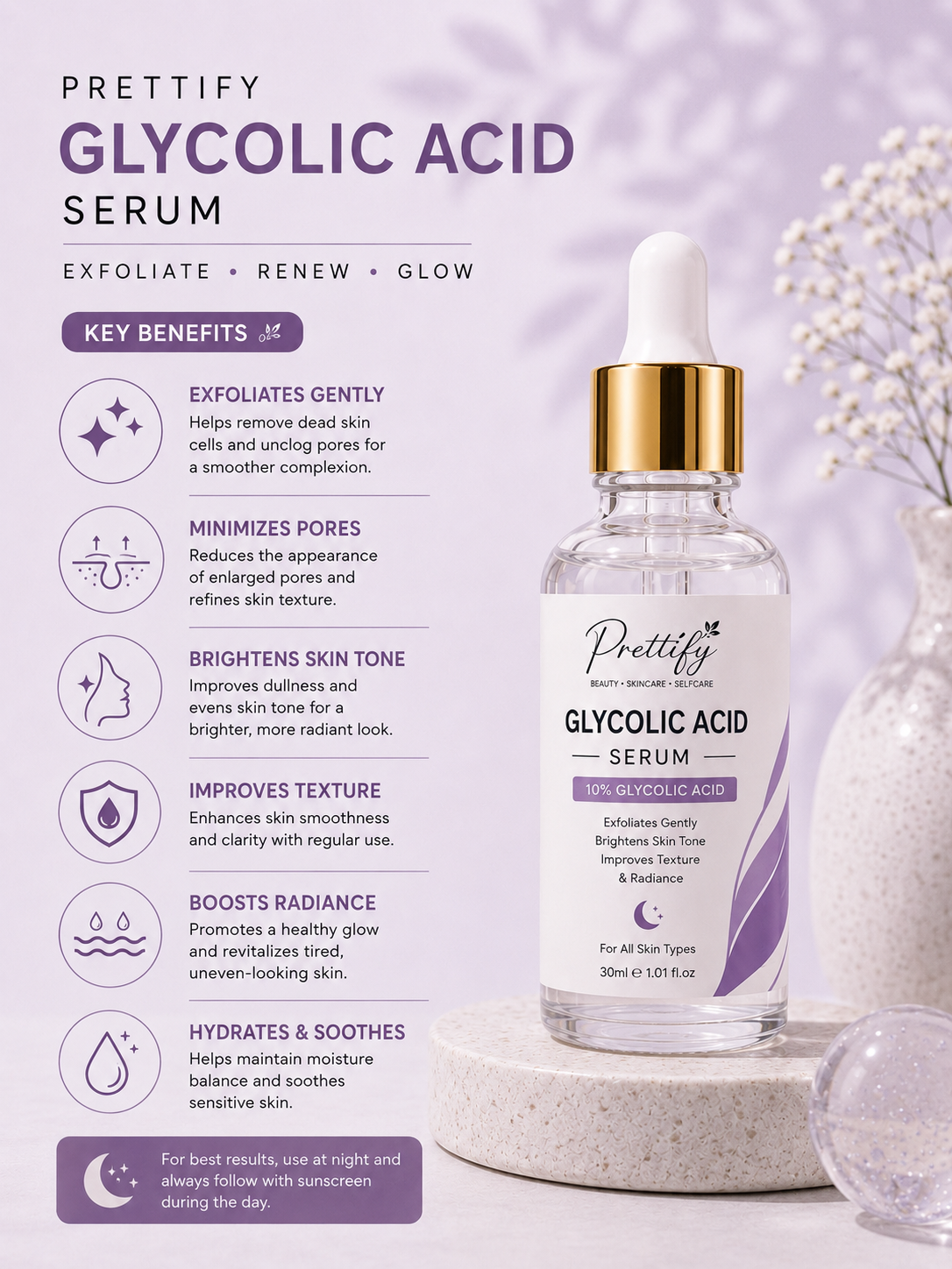 Glycolic Acid 10% + 1% Zinc Bright Instant Glowing Face Serum