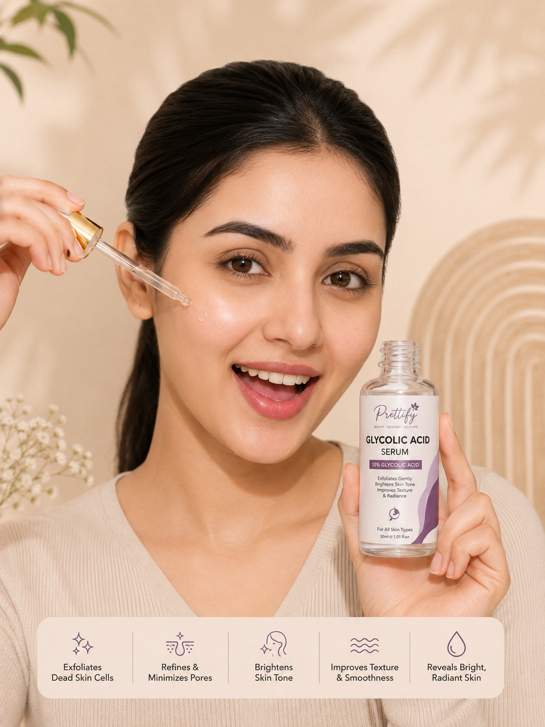 Prettify 10% Glycolic Acid Resurfacing Serum for smoother and radiant-looking skin