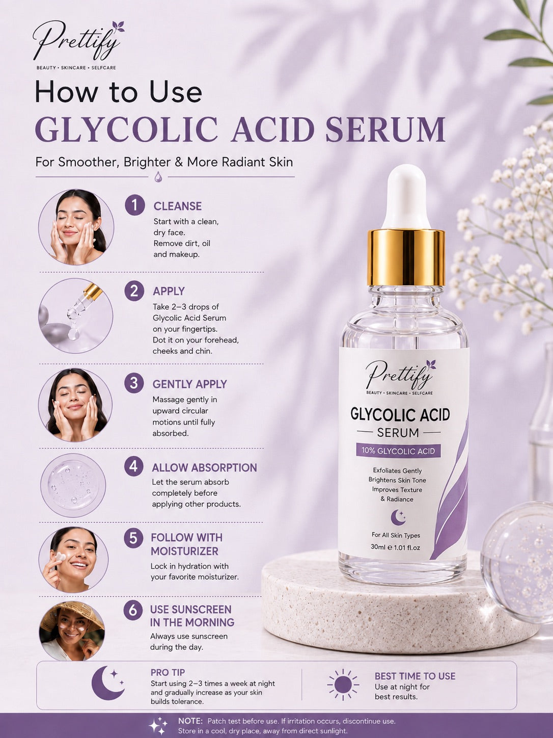Prettify 10% Glycolic Acid Resurfacing Serum for smoother and radiant-looking skin
