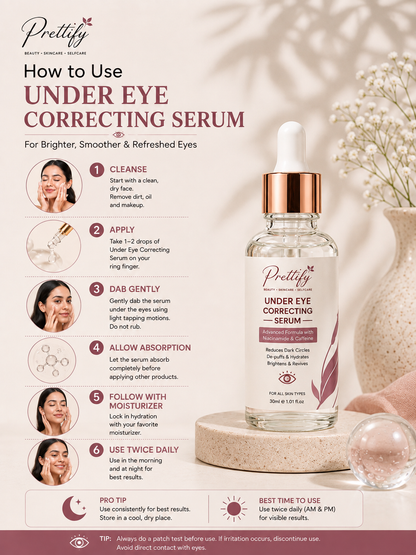 Prettify Dark Circles & Under Eye Correcting Serum – Reduces the appearance of dark circles, de-puffs, hydrates and brightens under-eyes