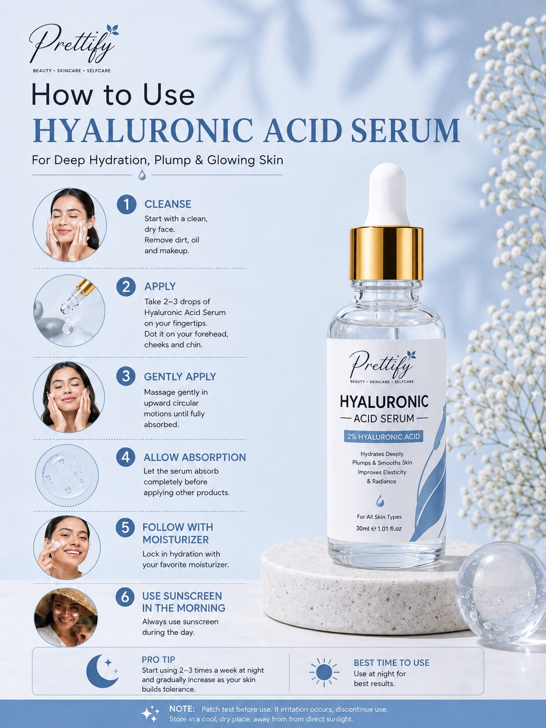 Prettify Hyaluronic Hydration Serum for hydrated and plump-looking skin